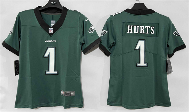 Women's Philadelphia Eagles #1 Jalen Hurts Green New Vapor Untouchable Limited Stitched Football Jersey(Run Small)